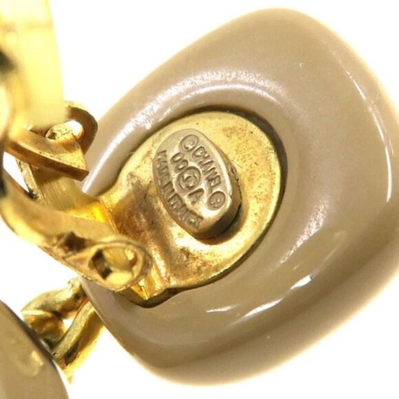 CHANEL CC Logos Black Dots Ball Cube Clip-On Earrings Gold Tone - Picture 8 of 9